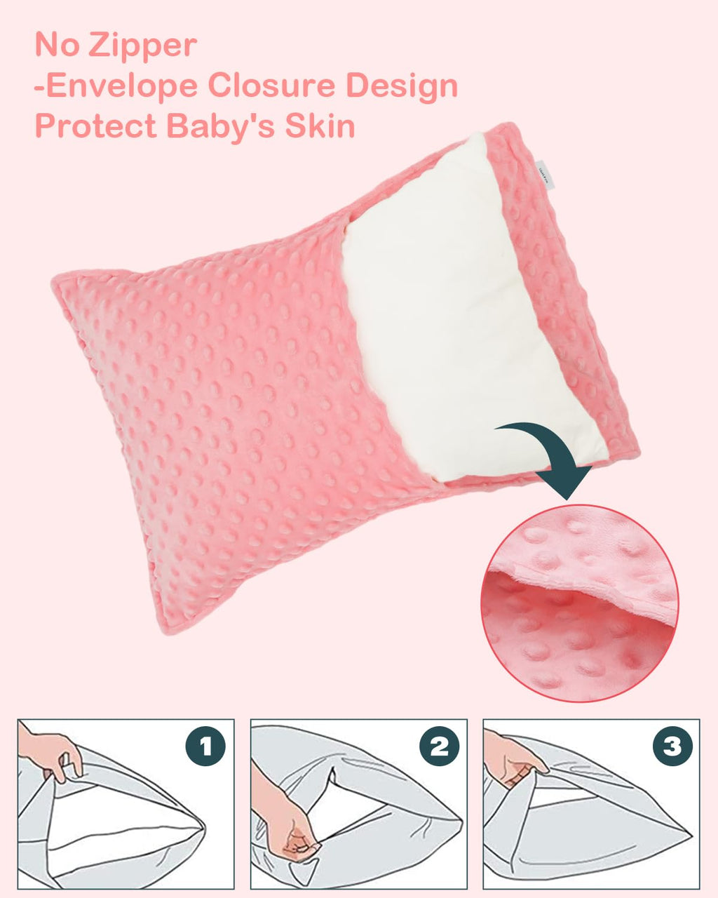 ALVABABY Toddler Pillowcase Kids Pillow Cover Bean Velvet Soft Warm 2 Pack Fit 13"x 18" or 12"x16" Envelope for Girl Boy Sleepy Travel Pink 2TPD01A