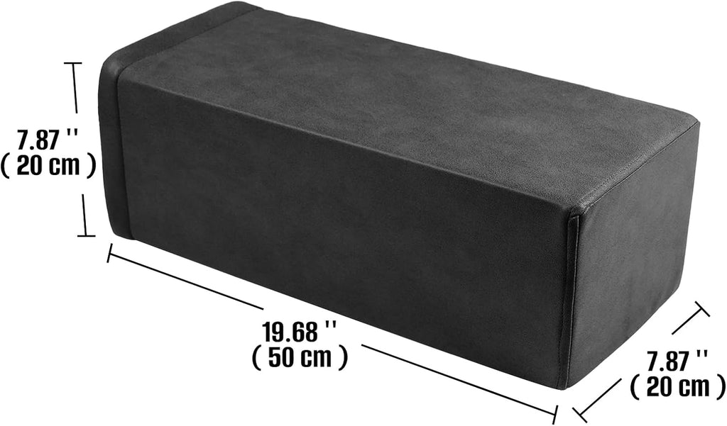 2 Pack Couch Arm Rest Pillow, 8''x8''x20'' Faux Leather Waterproof Cover, High Density Foam Armrest Cushion, Removable & Washable Elbow Support for Sofa, Bed, and Armchair (Black)