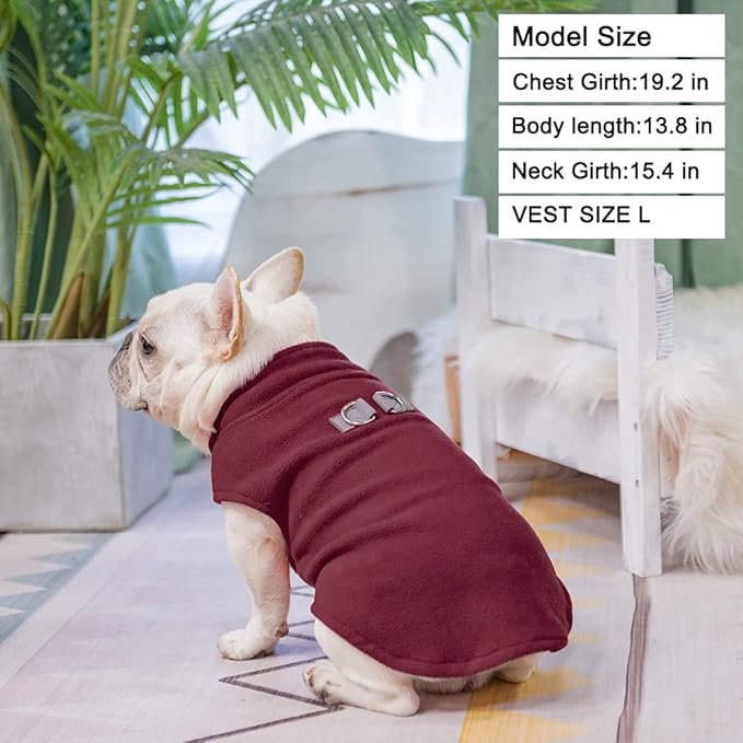 BEAUTYZOO Dog Fleece Vest Sweater Winter Jacket for Small and Medium Dogs with D-Ring Leash Cold Weather Coat Hoodie for XS S M Dogs Boy or Girls