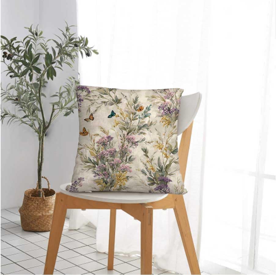 Throw Pillow Covers 18x18 Set of 2, Wild Flower Cushion Covers, Decorative Square Pillowcases for Couch, Bedroom, Living Room