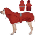 MIGOHI Dog Rain Coat, Hooded Rain Jacket for Dog | Adjustable Hood and Hind Leg Straps Dogs Rain Coat, Reflective Strap for Night Walking, Red, XL