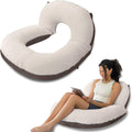 INSEN Reading Pillow, Back Pillow for Sitting in Bed and Couch, Gaming Pillow for Adults, Sit Up Support for Bed, Brown Bubble Velvet