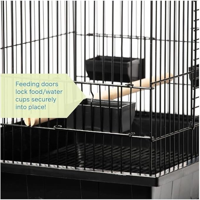 Artisanal Artistry Bird Cage with Handcrafted Design, Intricate Details, Spacious Interior for a Stylish and Comfortable Home Black/Large