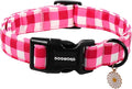 DOGWONG Pink Plaid Dog Collar- Cute Pink Checkered Dog Collar Girl Feamle Dogs Collars for Small Medium Large Dogs M