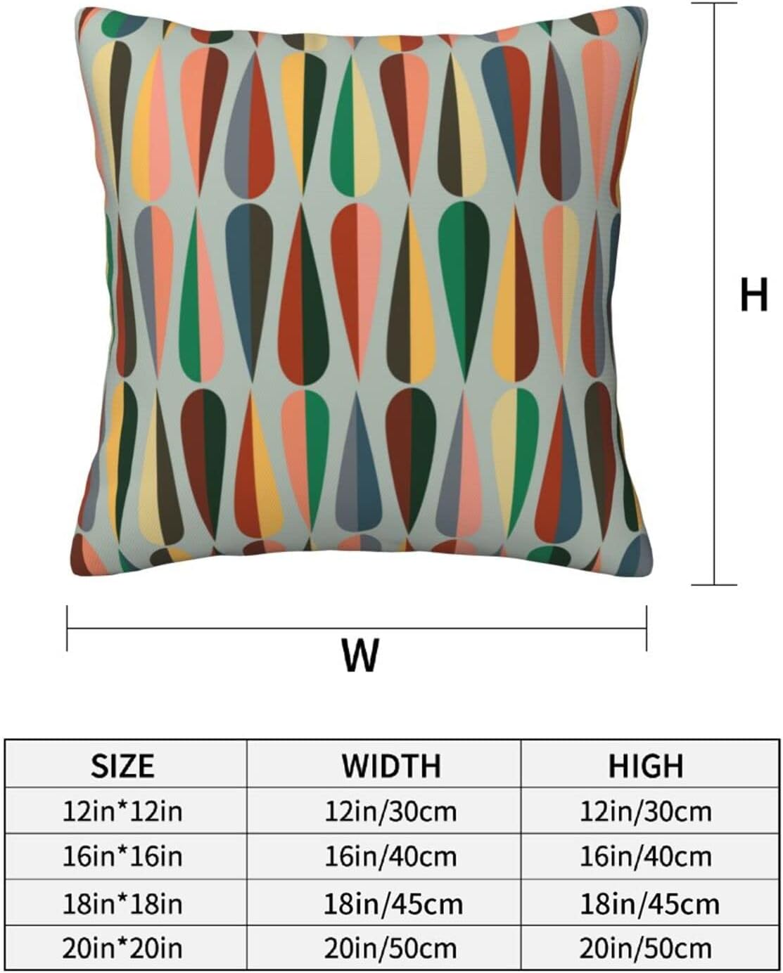 bassyil Mid Century Retro Drop Throw Pillow Covers Decorative Linen Pillow Cases Set of 2 Square Cushion Cover for Couch Sofa Bedroom Patio 18x18 Inch