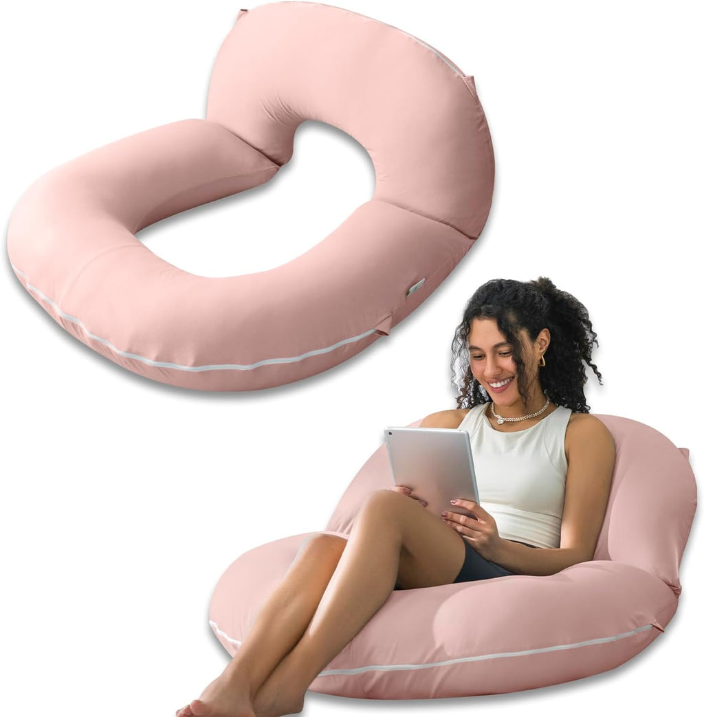 INSEN Reading Pillow, Back Pillow for Sitting in Bed and Couch, Gaming Pillow for Adults, Sit Up Support for Bed (Cooling Cotton-Apricot, Basic)