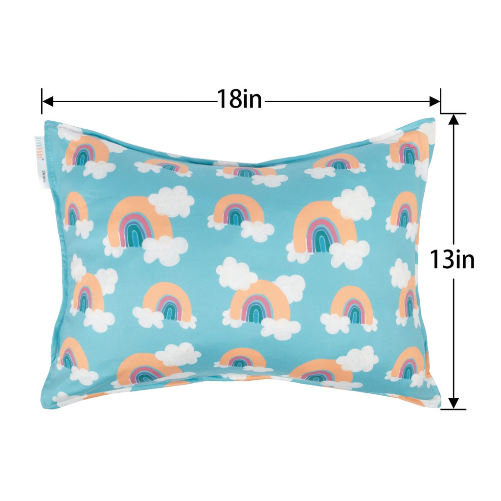 ALVABABY Toddler Pillowcases Fits 13 x 18,12x 16 Kids Pillow, 2 Pack Stretchy Soft Baby Pillow Cover Envelope Kids Pillowcases for Boys Girls Rainbow 2TPE04