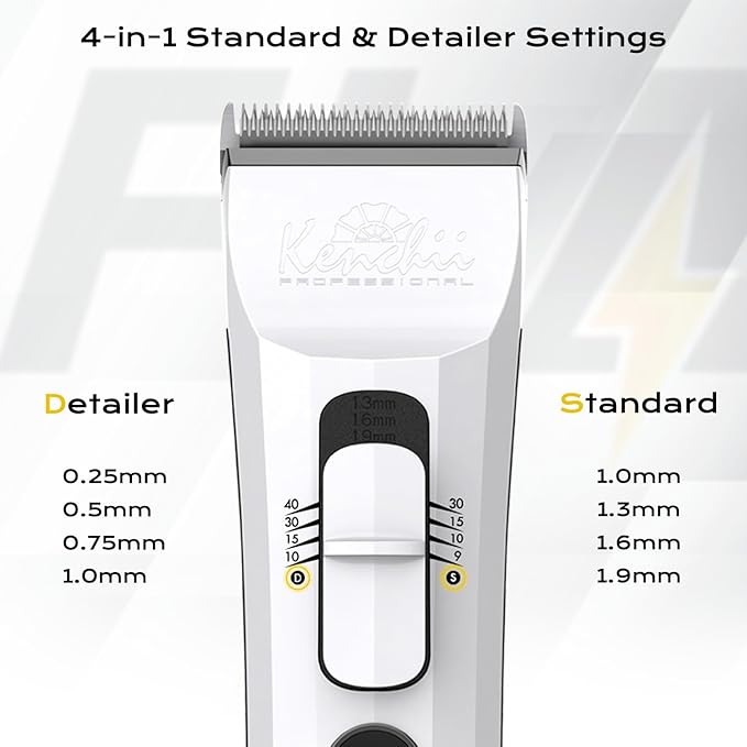 Kenchii Flash Dog Clippers for Grooming - 4-in-1 Digital Cordless Dog Grooming Clippers - Precision Pet Grooming Trim, Shape, and Style Effortlessly, White