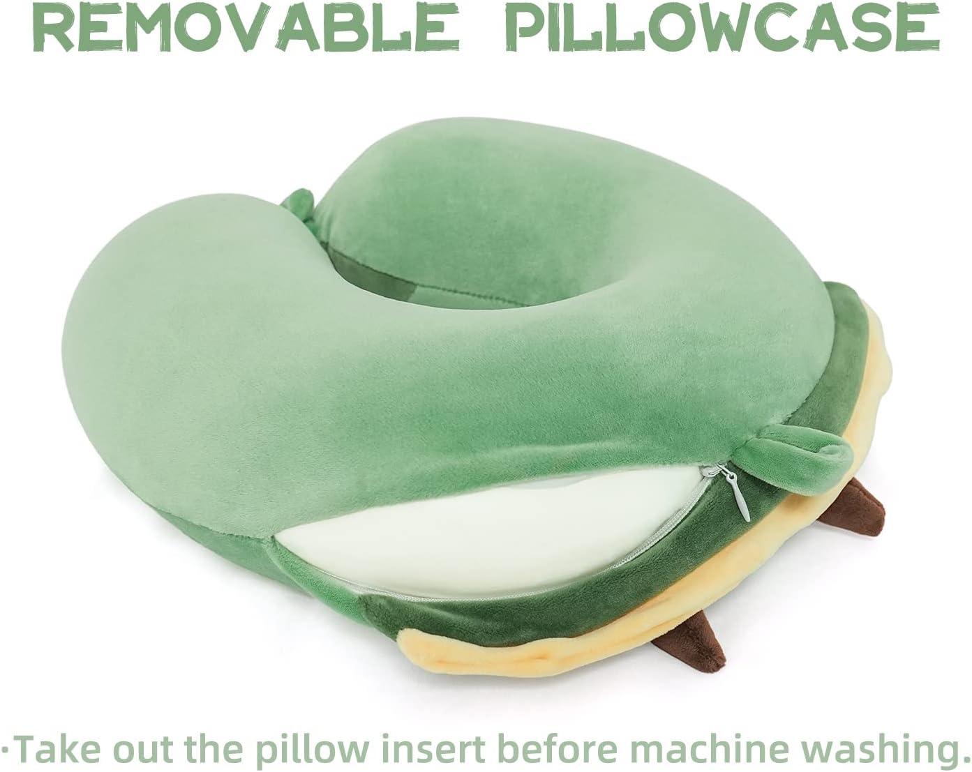 Niuniu Daddy Kids Travel Pillow - Soft Memory Foam Neck Pillow for Airplane, Car, Train Travel - Green Dinosaur Design for Boys & Girls (9-12 Years)