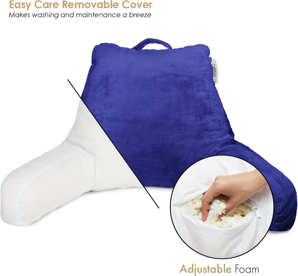 Nestl Reading Pillow for Kids & Teens with Shredded Memory Foam, Backrest Pillows for Reading, Watching, and Gaming, Use on The Couch, Bed, or Floor, Adjustable Support with Washable Cover Royal Blue
