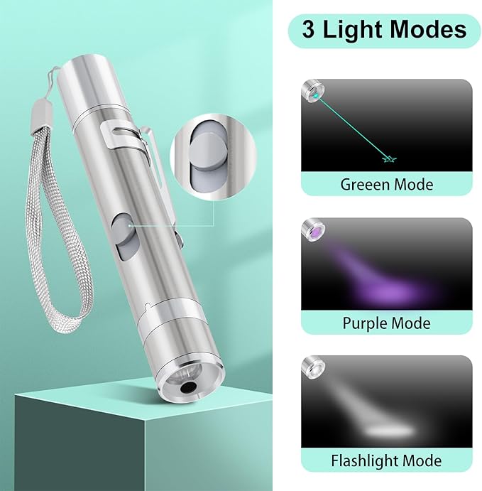 TBTeek Cat Toy, Unique Green Light, 7-in- 1 Modes, Cat Toys for Indoor Cats,USB Charging, Interactive Toy for Kitten Dog Excrise(1pcs)