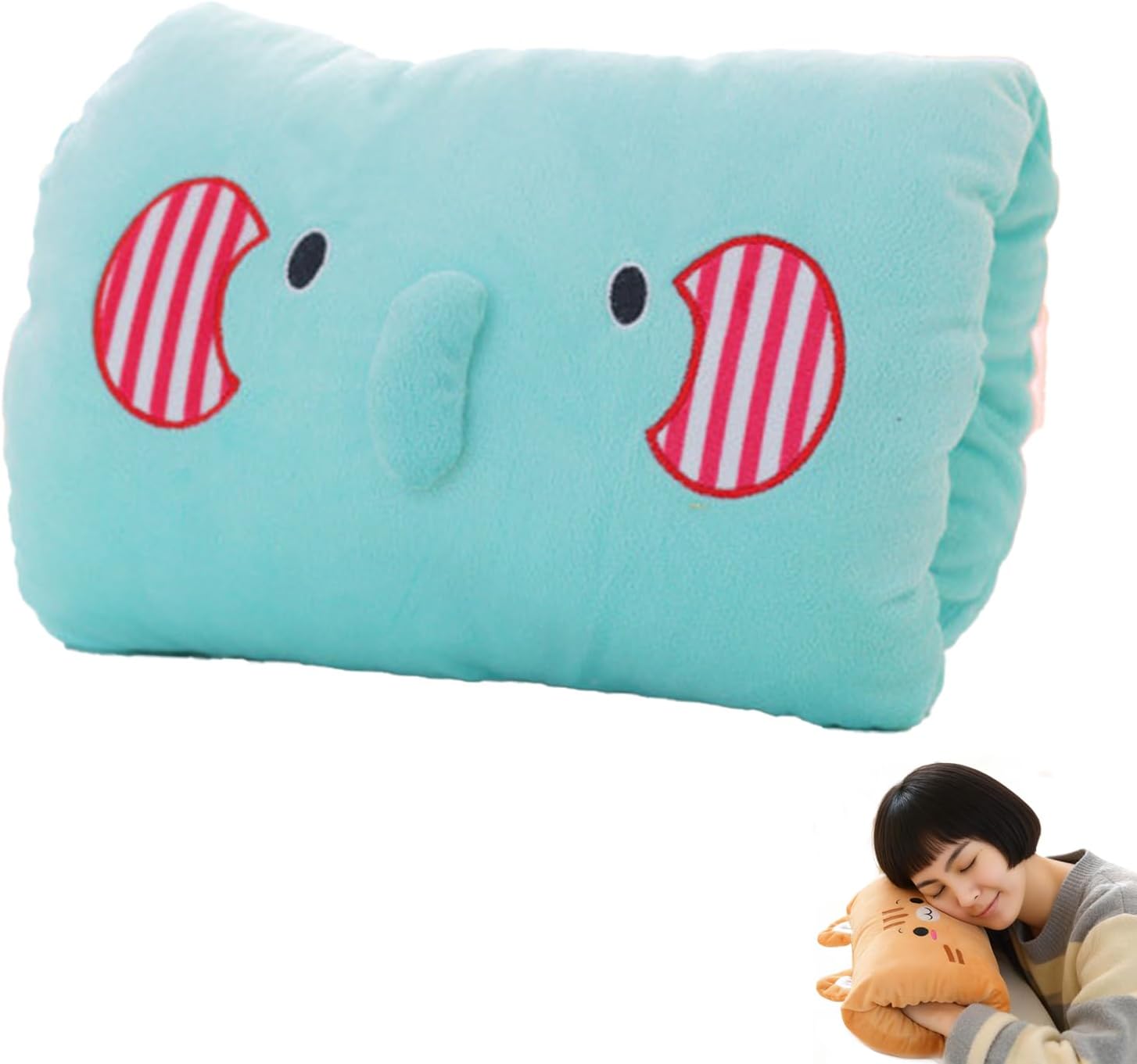 Kids Cartoon Hand Warmer Pillow, Plush Animal Doll with Arm Warmers for Children, Soft Hugging Cushion for Nap and Winter Days, Cozy Throw Pillow