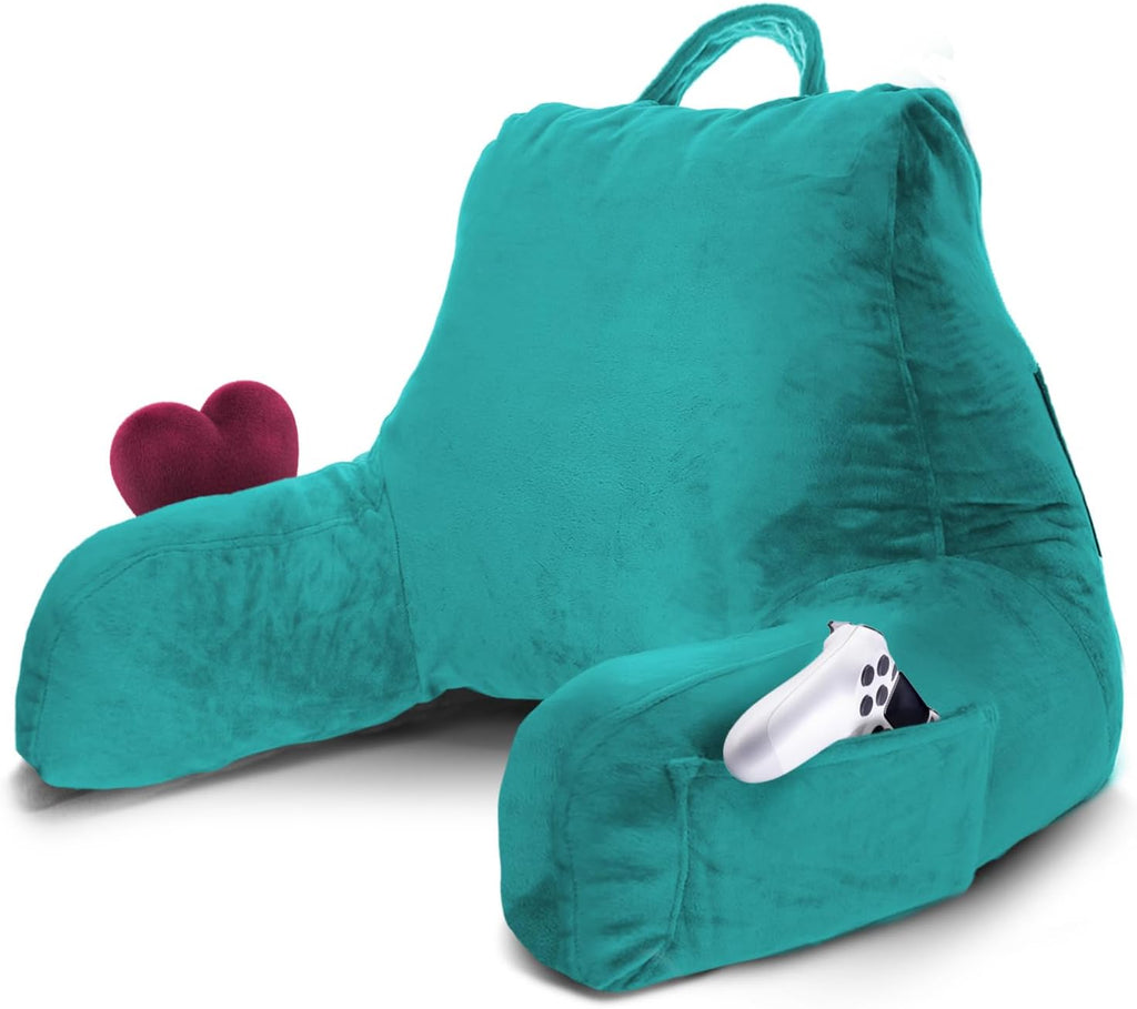 Nestl Reading Pillow for Kids & Teens with Shredded Memory Foam, Backrest Pillows for Reading, Watching, and Gaming, Use on The Couch, Bed, or Floor, Adjustable Support with Washable Cover Teal