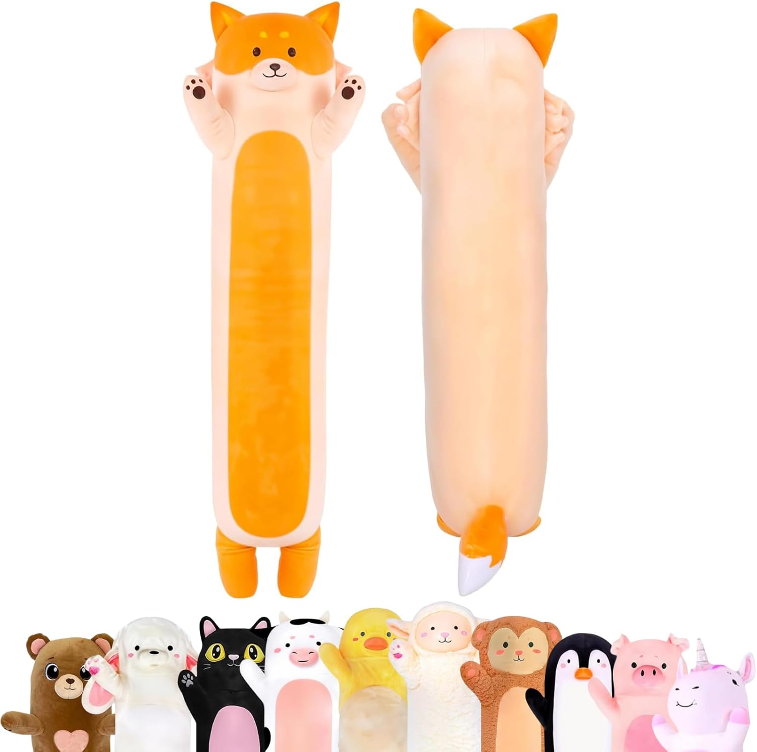 Fox Plush Body Pillow for Kids | Long Stuffed Animal Cuddle Pillow | Soft, Cute Hugging Toy | Plushie Gift for Girls & Boys | Long Plush Body Pillow for Sleep & Comfort | Large, 47 Inches