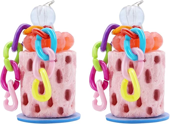 Bird Beak Grinding Parakeet Treats Bird Calcium Chewing Toy for Budgies Parakeet Cockatiel Conure Hamster (Random Color) (Small (2 pcs))