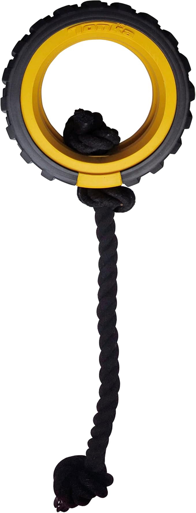 Tonka Mega Tread Rope Tug Dog Toy, Lightweight, Durable and Water Resistant, 15 Inches, for Medium/Large Breeds, Single Unit, Yellow/Black