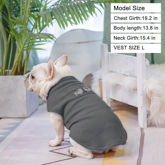BEAUTYZOO Dog Fleece Vest Sweater Winter Jacket for Small and Medium Dogs with D-Ring Leash Cold Weather Coat Hoodie for XS S M Dogs Boy or Girls
