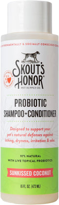 Skout's Honor Probiotic Dog Shampoo & Conditioner with Avocado Oil & Omega-3s, 97% Natural, Paraben & Sulfate-Free, Cruelty-Free, 16oz, Sunkissed Coconut