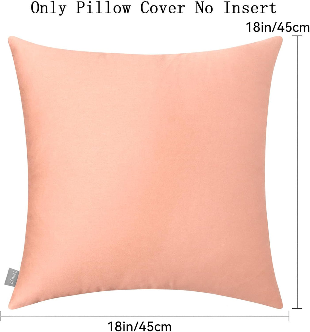 Thmyo 4-Pack 100% Cotton Comfortable Solid Decorative Throw Pillow Case, Square Cushion Cover Pillowcase Sublimation Blank Pillow Covers DIY Throw Pillowcase(18x18 inch/ 45x45cm,Sakura Pink)