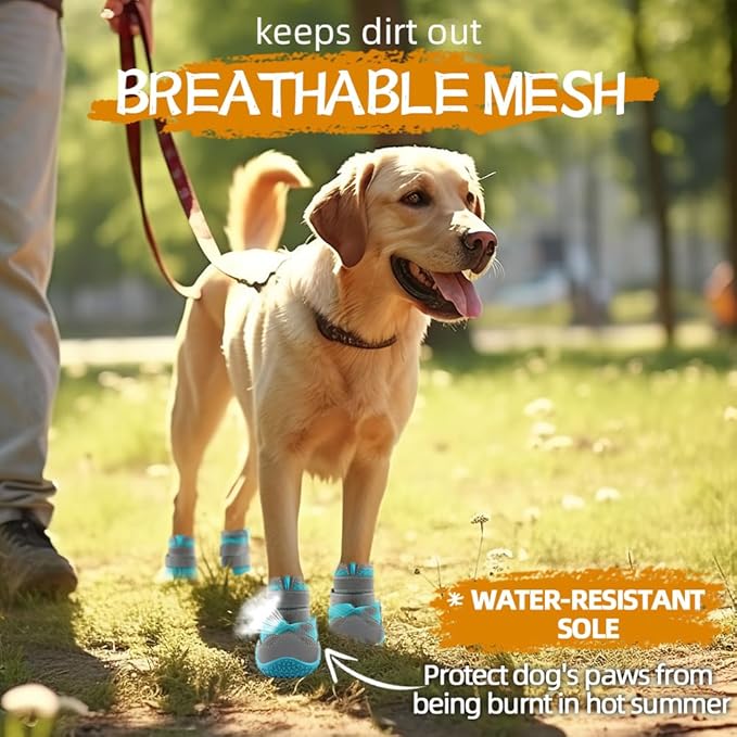 Dog Shoes for Small Dogs, Dog Boots & Paw Protectors for Hardwood Floors, Outdoor Dog Booties for Hot Pavement Winter Snow Hiking, Breathable Dog Shoes with Reflective Strips Size 1