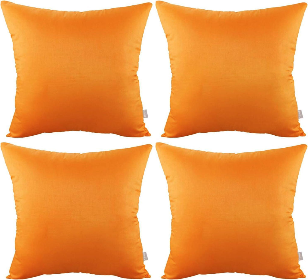 Thmyo 4-Pack 100% Cotton Comfortable Solid Decorative Throw Pillow Case Square Cushion Cover Pillowcase Sublimation Blank Halloween DIY Throw Pillow Covers for Sofa Bed(16x16 inch/40x40cm,Fall Orange)