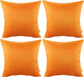 Thmyo 4-Pack 100% Cotton Comfortable Solid Decorative Throw Pillow Case Square Cushion Cover Pillowcase Sublimation Blank Halloween DIY Throw Pillow Covers for Sofa Bed(16x16 inch/40x40cm,Fall Orange)