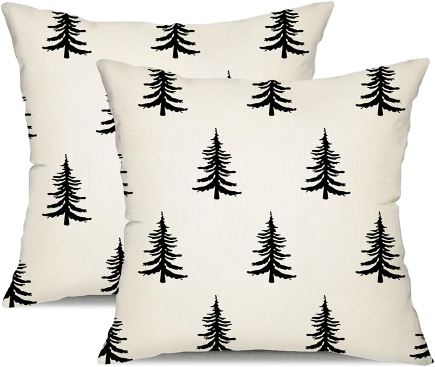 DFXSZ Christmas Pillow Covers 16x16 inch Set of 2 Christmas Tree Decorative White Throw Pillow Covers Winter Famliy Decoration for Home Couch TH-30A16