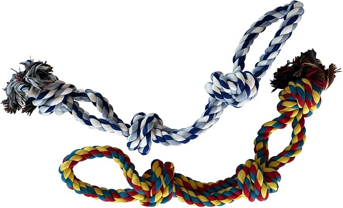 Pup Quartet Dog Rope Toy for Aggressive Chewers 2-Pack Tug of War Dog Toy with Thick Knots Heavy Duty Rop Toys for Dogs – Indestructible Rope Chew Toys for Medium & Large Dogs
