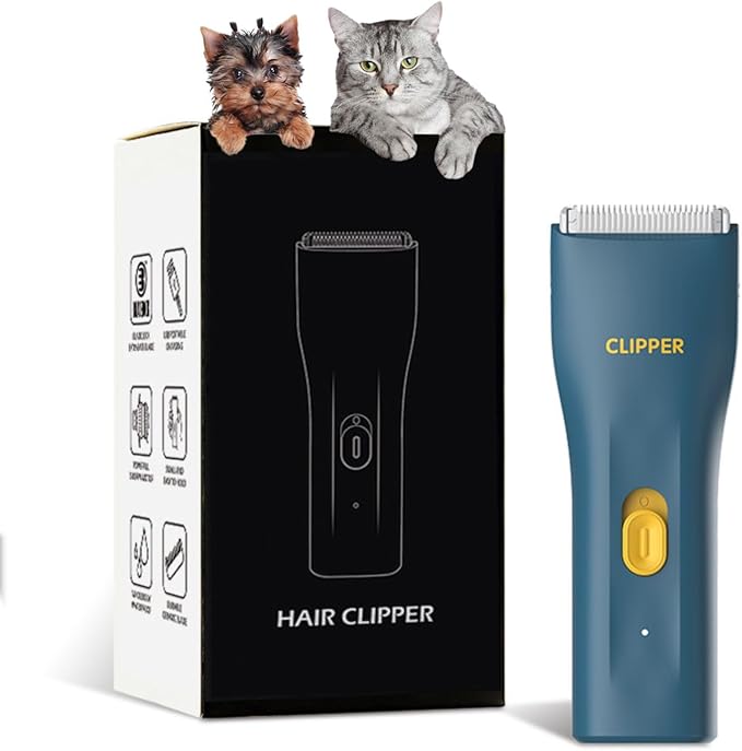 Dog Grooming Cilppers,Handy & Powerful Pet Electric Hair Trimmer Kits Waterproof Cordless Rechargeable Grooming Shavers for Small Dogs and Cats Green