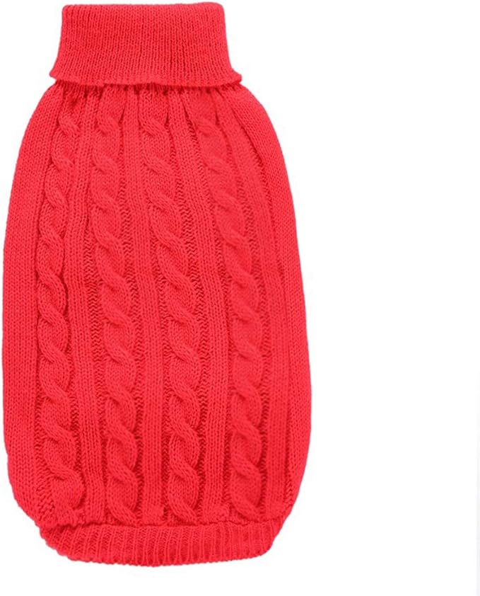 Dog Sweater, Warm & Elastic with Turtleneck Design, Red, X-Small, Acrylic Blend, Machine Washable, Christmas, Solid, NBA, Unisex, Small Dog, Puppy, Sweater