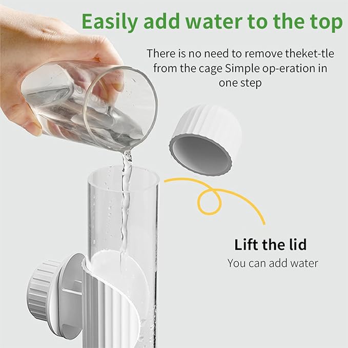 9.4 Fl Oz No Mess Bird Water Dispenser, Automatic Parrot Water Feeder with Spring Valve, Clear Cage Water Drinker for Parakeets Cockatiels Budgies Finch Lovebirds & Canary (White, 7.4 fl oz (220ml))