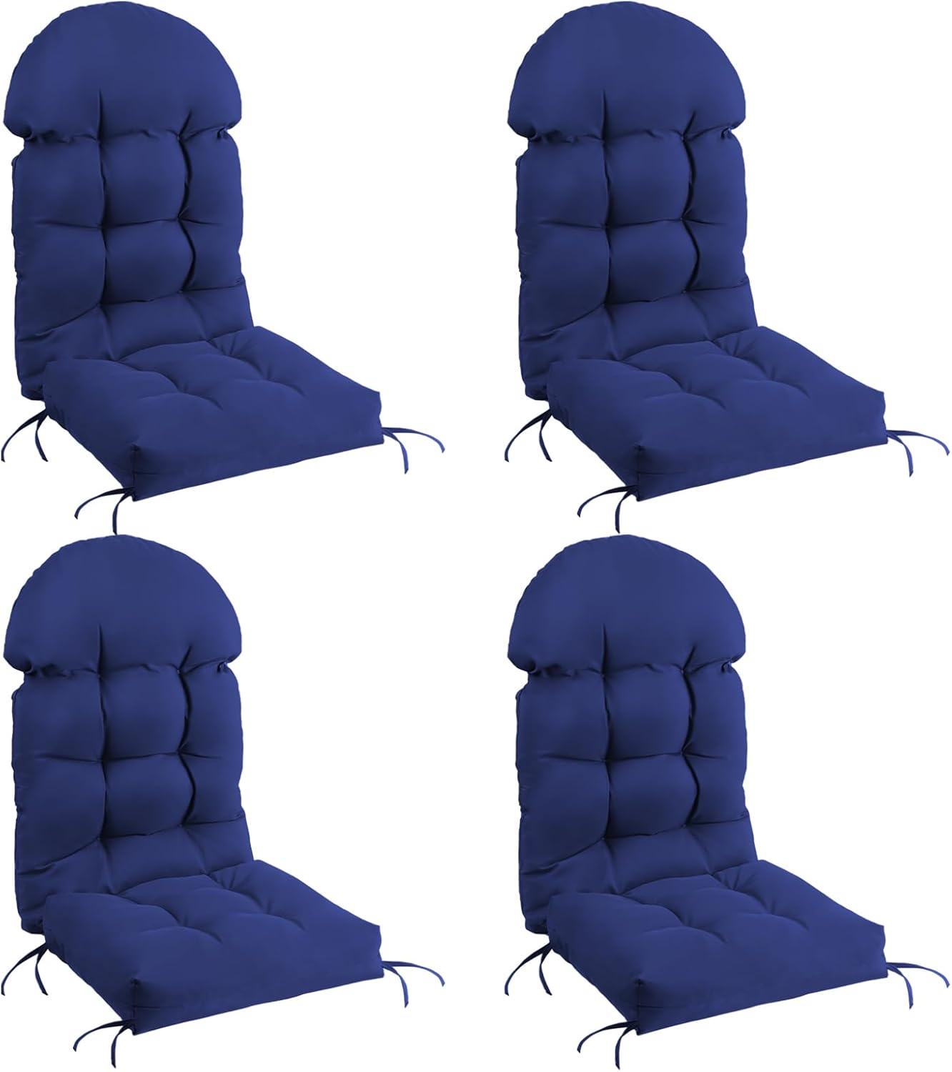 FUNBERRY Patio Chair Cushions Set of 4, Thicken Comfy Cushions for Rocker Non Slip Fade Shield Waterproof High Back with Ties