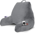 Nestl Reading Pillow with Shredded Memory Foam, Designed for Sitting Up in Bed and Couch, Back and Arms Adjustable Support for Adult & Teens Backrest Pillows for Reading, with Washable Cover Grey