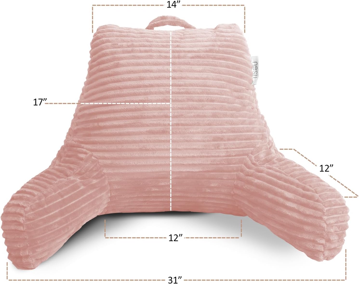 Hearth & Harbor Reading Pillow for Bed Adult – Back Pillow for Sitting in Bed, Standard Bed Pillows for Sitting Up in Bed, Foam Bed Chair Pillow, Peach Beige Bed Rest Pillow