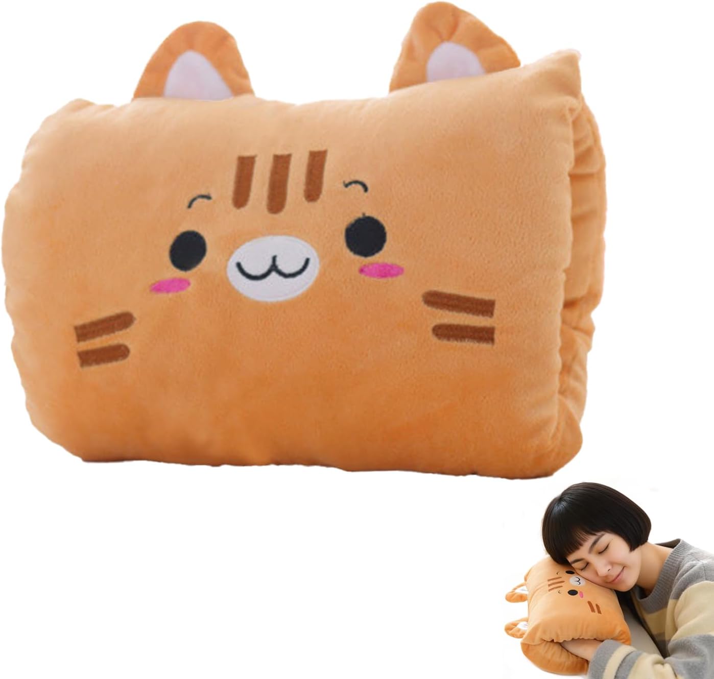 Kids Cartoon Hand Warmer Pillow, Plush Animal Doll with Arm Warmers for Children, Soft Hugging Cushion for Nap and Winter Days, Cozy Throw Pillow