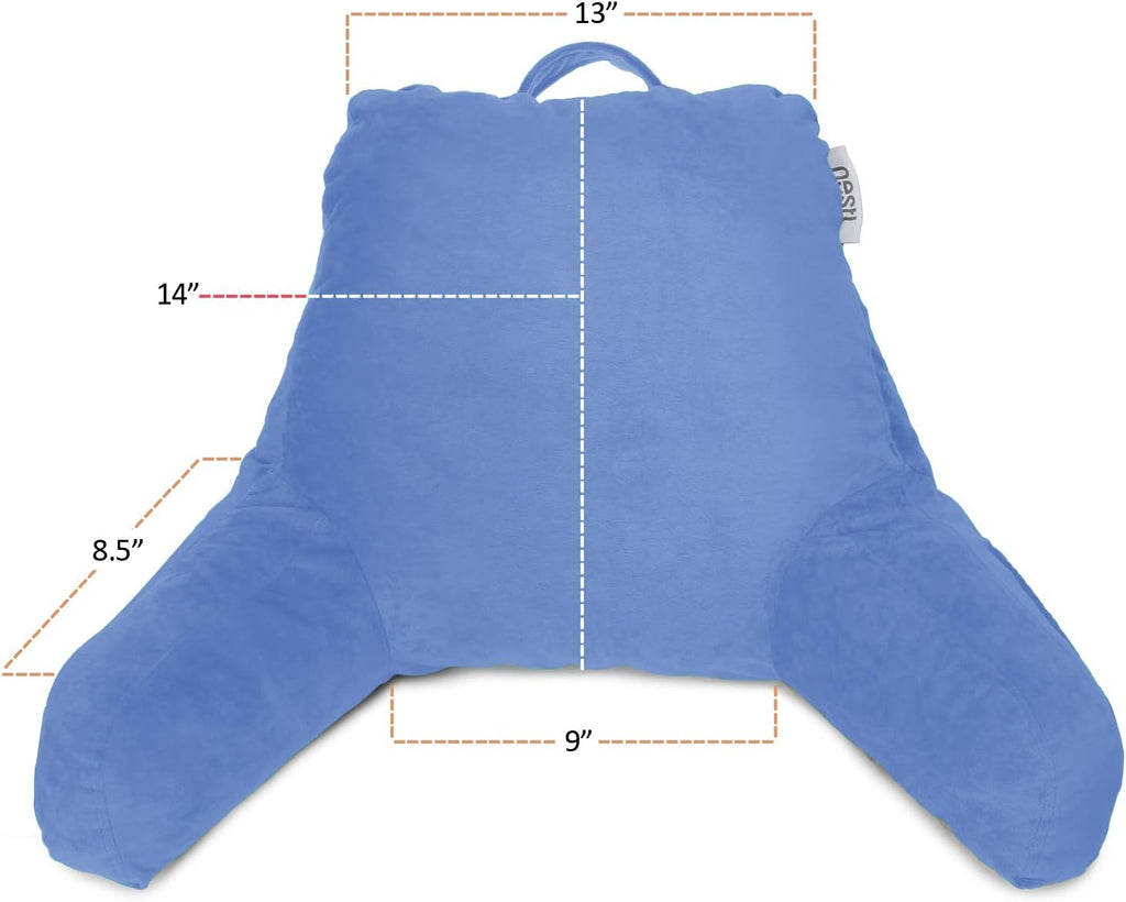 Nestl Reading Pillow for Kids & Teens with Shredded Memory Foam, Backrest Pillows for Reading, Watching, and Gaming, Use on The Couch, Bed, or Floor, Adjustable Support with Washable Cover Calm Blue