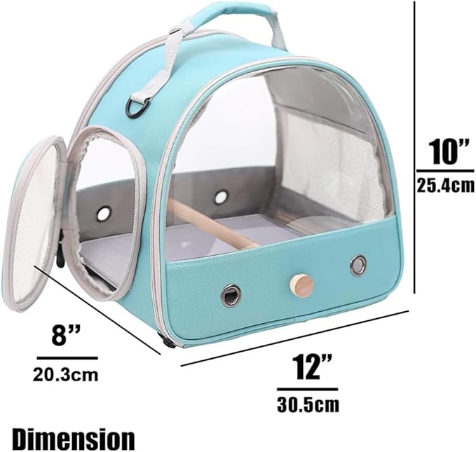 Small Bird Travel Cage Carrier, Portable Parrot Parakeet Carrier with Standing Perch and Comfy Mat, Budgies Carry Transport Bag for Vet Visit Shopping and Outdoor Adventure.