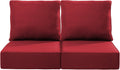 Luxury 22x24/22x25 6-Inch Outdoor Seat Cushions - Set of 2 Water Resistant Patio Chair Replacement Cushion for Porch Rattan Dining Rocker Glider Chairs Loveseat Couch Sectional Sofa - Red