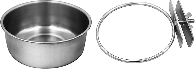 2 Pack Birds Food Dish Parrot Stainless Steel Feeding Cups Bird Feeders Water Cage Bowls with Clamp Holder and 1 Pcs Bird Stand Toy for Parakeet Conure Cockatiels Lovebird Budgie Chinchilla (2 Pack)