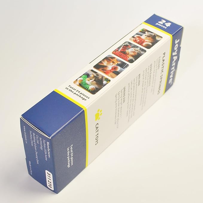 24Pcs 6 Colors Box Stored Springs for Indoor Cats Playing, Interactive Kitten Spiral, Coil Toys, Cat Self-Play Toys, Cat Biting, Swatting, Hunting, Indoor Kitten Springs