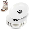 6 Pack Cat Food Bowl, Ceramic Cat Bowls, Anti Whisker Fatigue Cats Bowl Set,5.5 Inches Shallow Wide Kitten Plates for Food and Water (Cat's Paw Style)