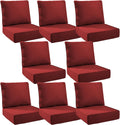 6" Thick Outdoor Cushions 24x24x6, 8-Set Deep Seat Patio Cushions with Removable Cover, Waterproof & Fade Resistant Replacement for Wicker Chair, Loveseat, Sofa - Red