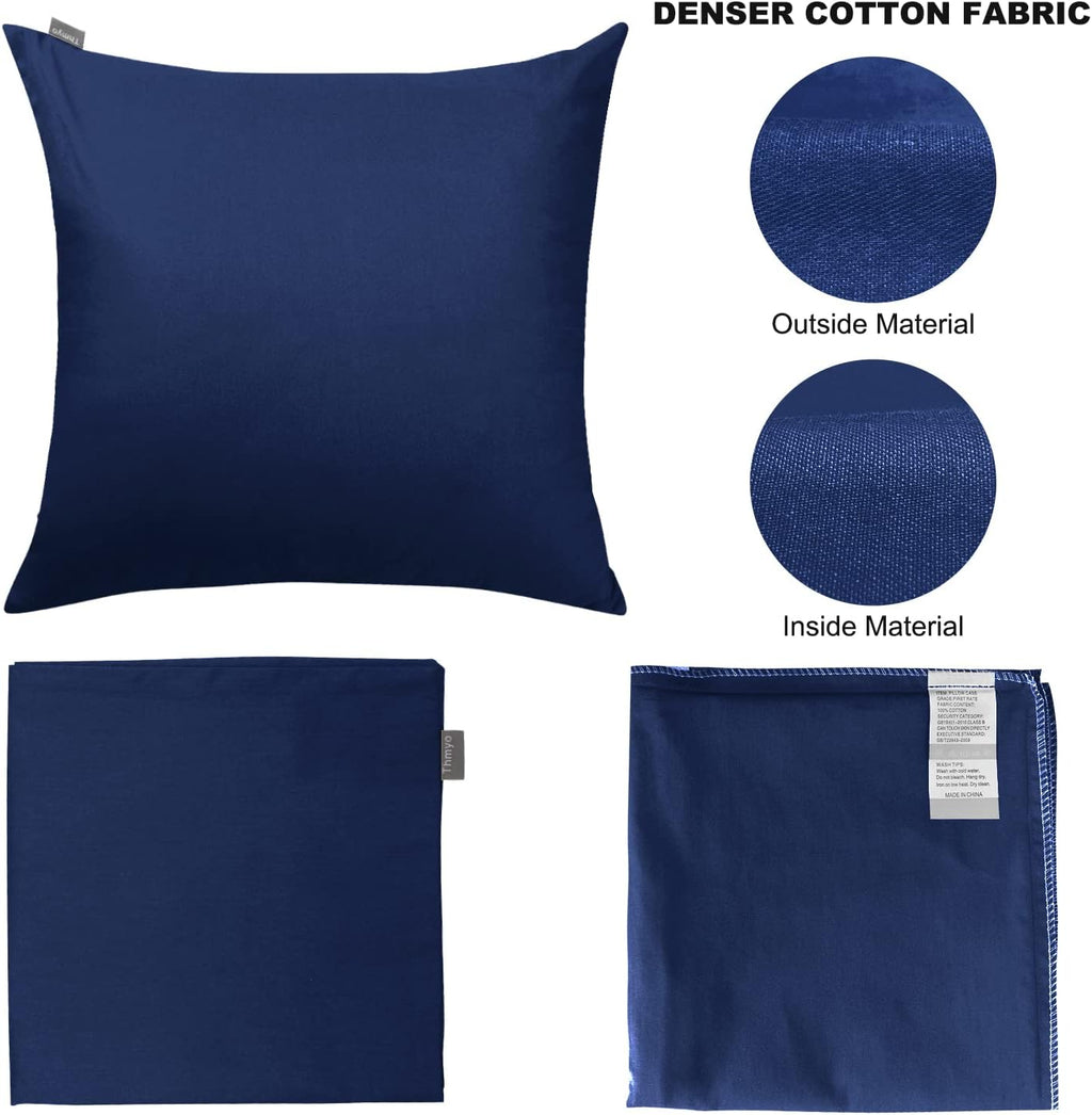 Thmyo 4-Pack 100% Cotton Comfortable Solid Decorative Throw Pillow Case Square Cushion Cover Pillowcase Sublimation Blank Pillow Covers Halloween DIY Throw Pillowcase(26x26inch/66x66cm,Midnight Blue)