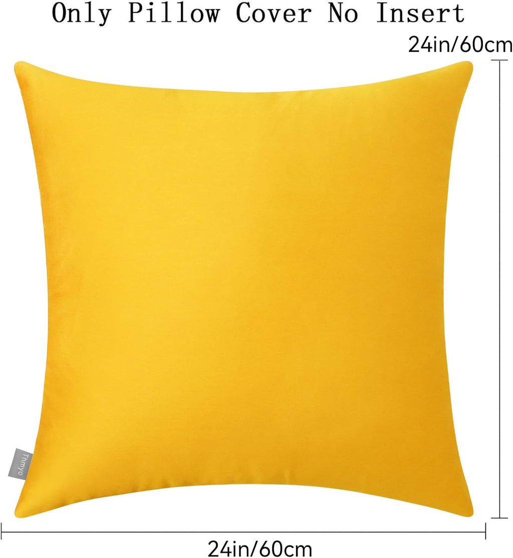 4-Pack 100% Cotton Comfortable Solid Decorative Throw Pillow Case,Thmyo Square Cushion Cover Pillowcase Sublimation Blank Pillow Covers DIY Throw Pillowcase for Sofa Bedroom(24x24 inch/60x60cm,Yellow)
