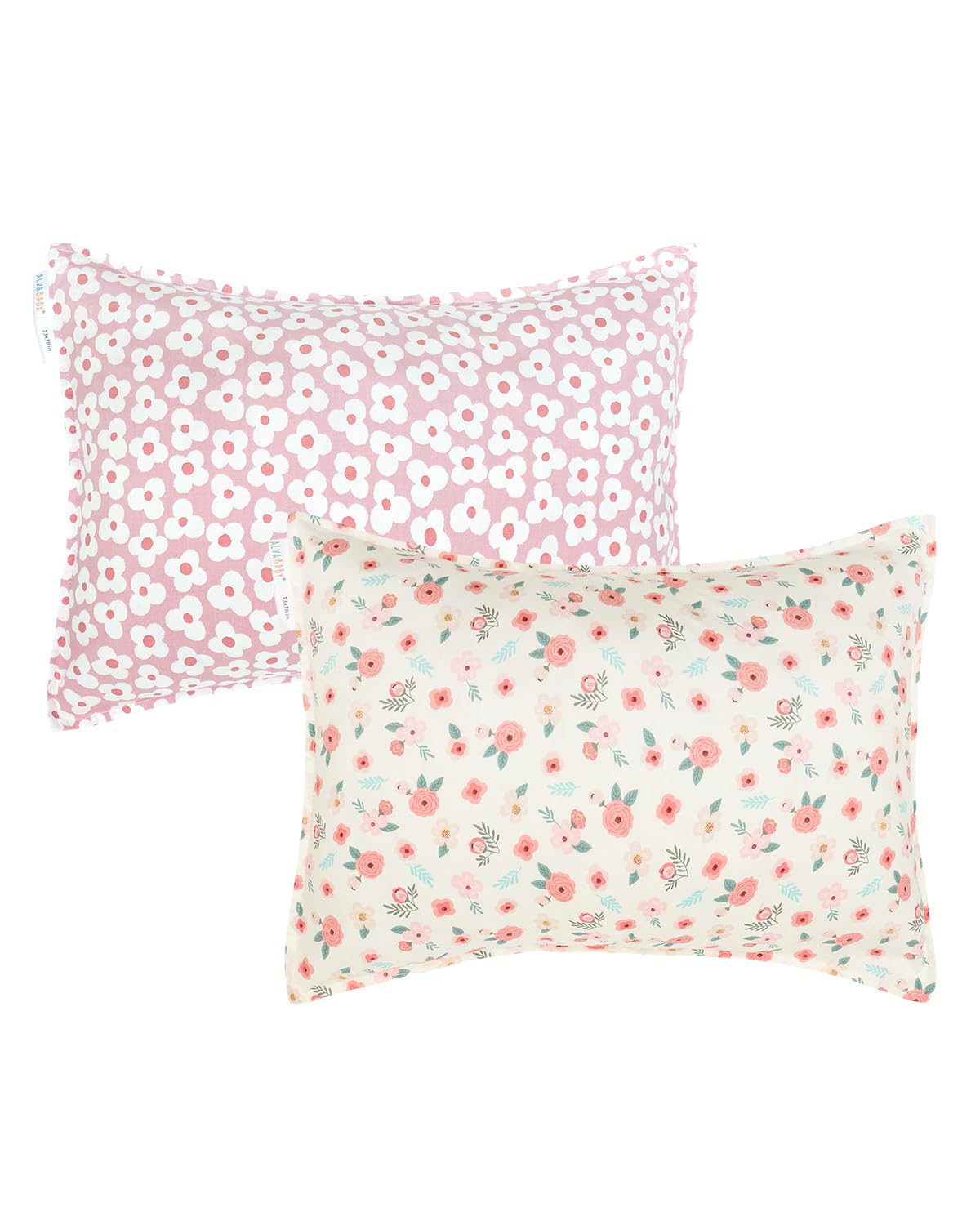 ALVABABY Toddler Pillowcases 2 Pack Organic Cotton Kids Pillow Cover Fit 13"x 18" or 12"x28" Envelope for Girl Boy Sleepy Travel 2TPW32A