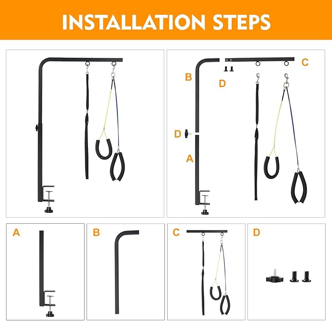 Dog Grooming Arm, 29" Height Adjustable Pet Grooming Arm with Clamp for Small and Medium Dogs,Grooming Loop and No Sit Haunch Holder