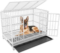 48/42/38 inch Heavy Duty Indestructible and Escape-Proof Dog Crate Cage Kennel for Large Dogs, High Anxiety Dog Crate with Removable Wire Trays and Wheels, Extra Large XL XXL