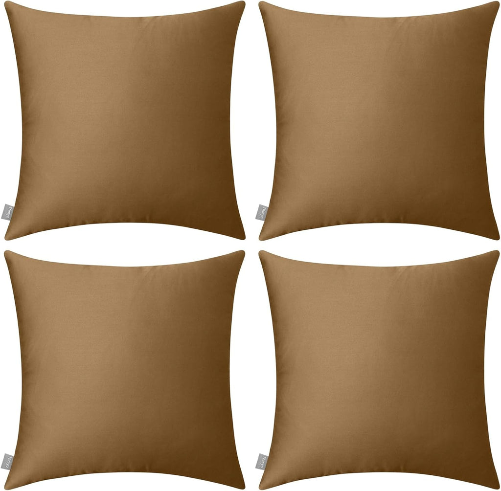 4-Pack 100% Cotton Comfortable Solid Decorative Throw Pillow Case,Thmyo Square Cushion Cover Pillowcase Sublimation Blank Pillow Covers DIY Throw Pillowcase for Sofa(20x20 inch/ 50x50cm,Light Coffee)