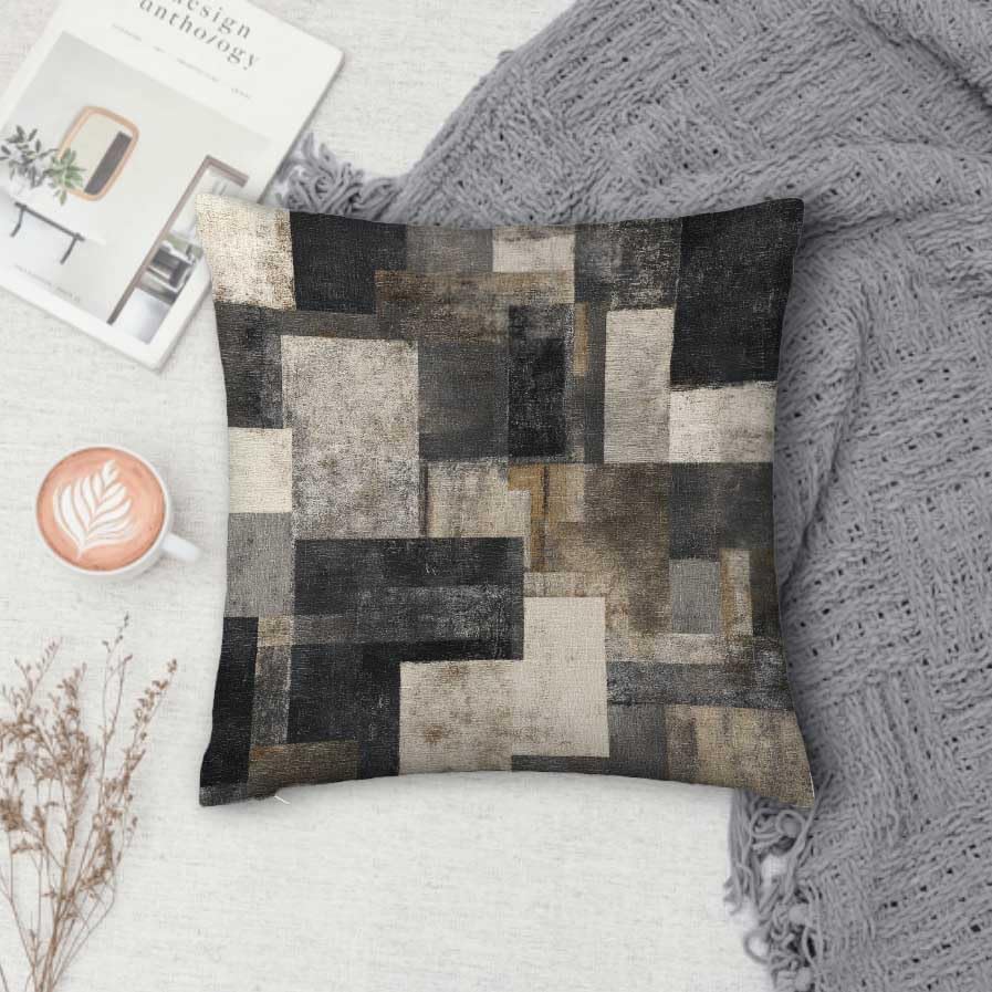 Throw Pillow Covers 18x18 Set of 2, Vintage Check Cushion Covers, Decorative Square Pillowcases for Couch, Bedroom, Living Room