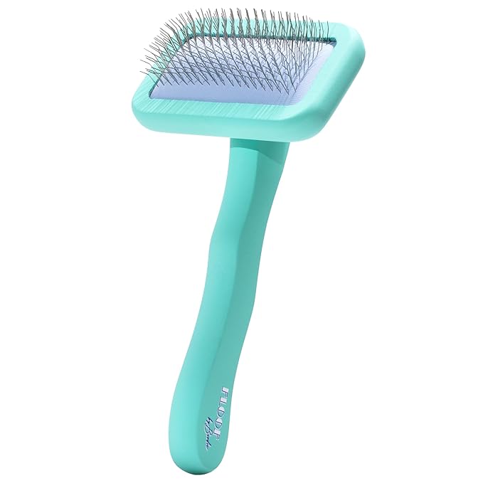 Floof by Brodie Dog Grooming Slicker Wire Brush: Designed for Long Haired Dog Breeds - Dematting and Deshedding, Comfortable and Easy to Use, Ergonomic Handle - Small (Teal, Small)